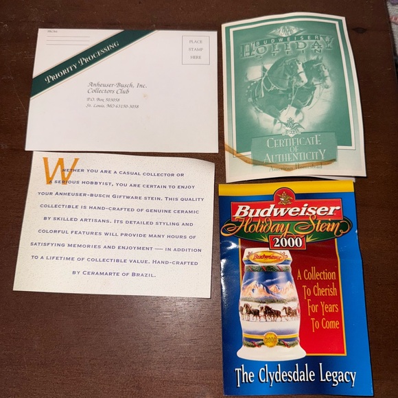 Vintage Budweiser Holiday Stein 2000 - Festive Red and Blue - Picture 12 of 15